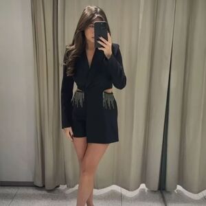 NWOT ZARA CUT OUT PLAYSUIT WITH RHINESTONES- SIZE MEDIUM